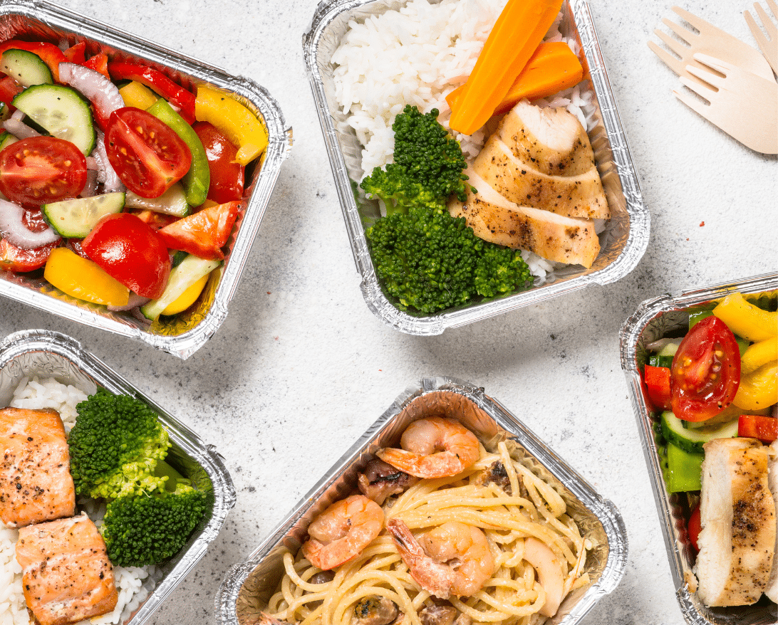 Food is in packaging for delivery