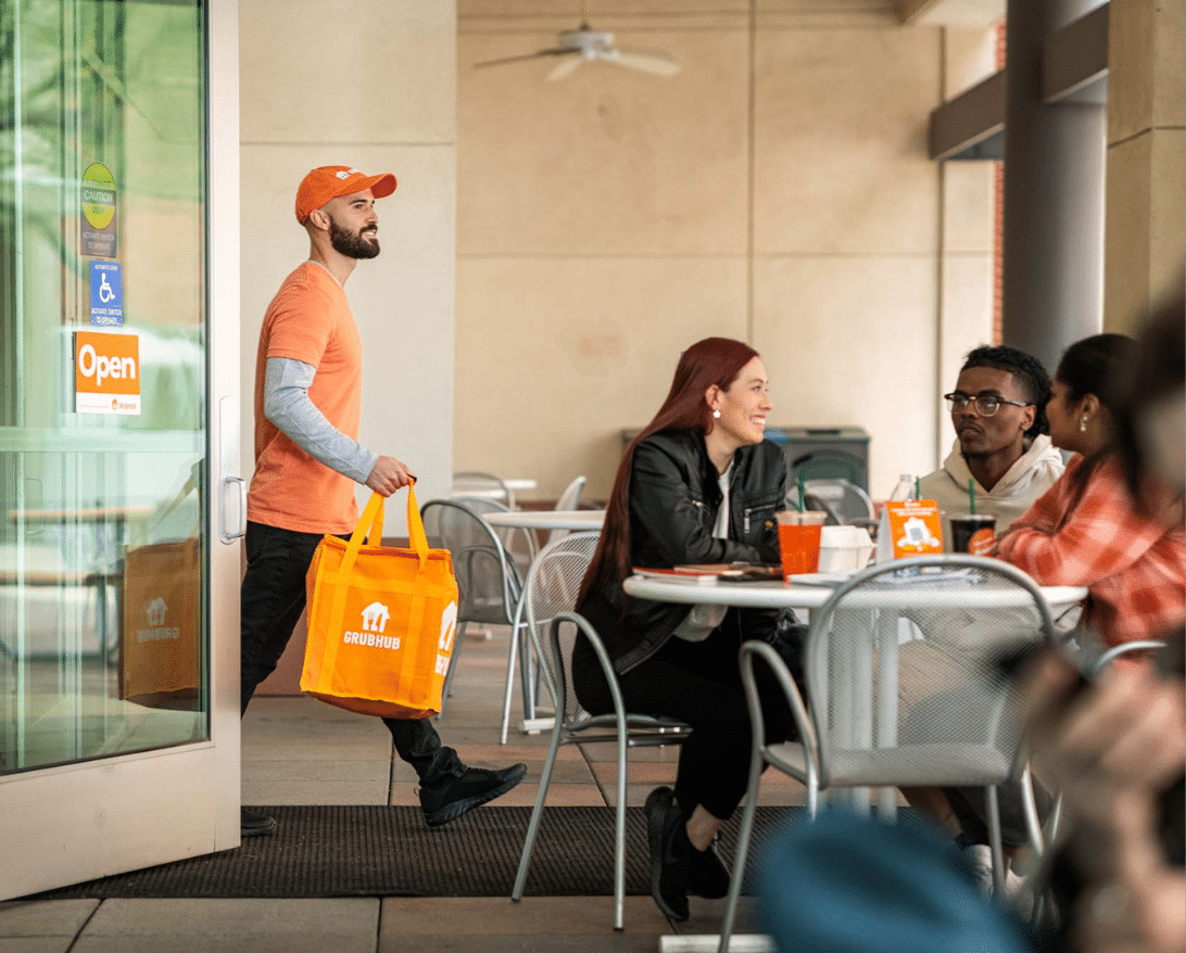 A driver in an expanded Grubhub delivery region
