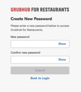 create a new password for your grubhub for restaurants account