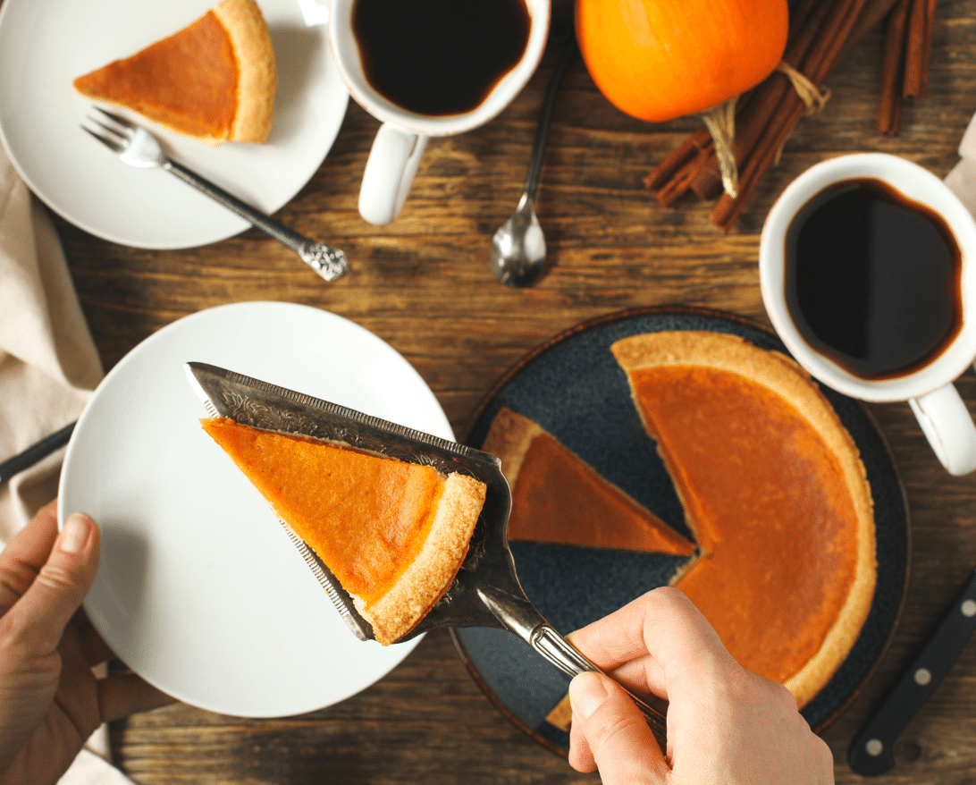 Pumpkin pie on a plate
