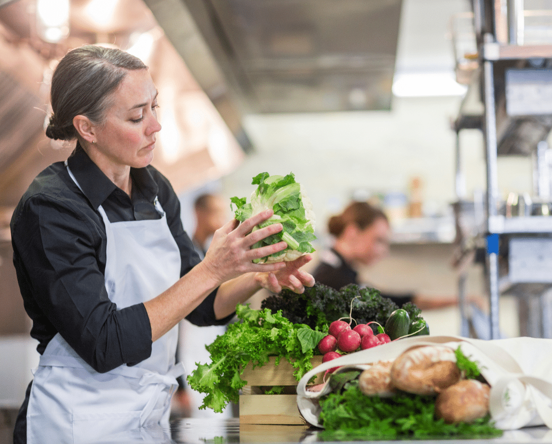 A chef prepares locally sourced food
