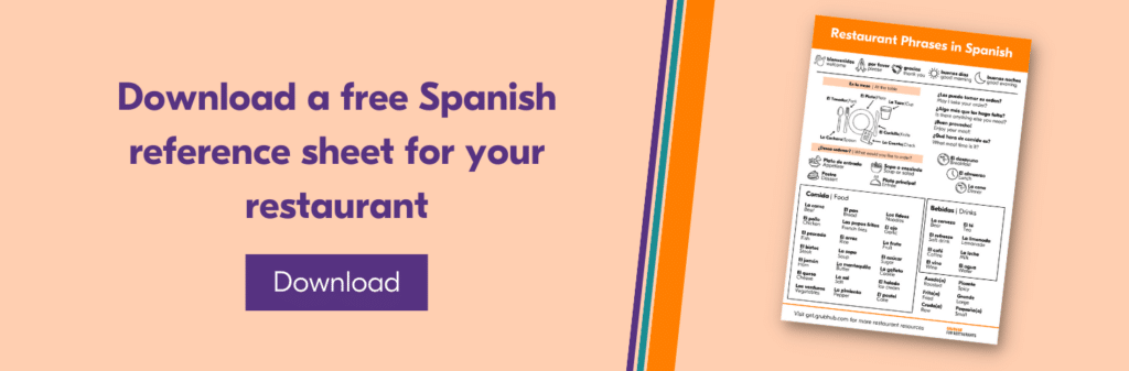 Download a Spanish restaurant reference sheet.