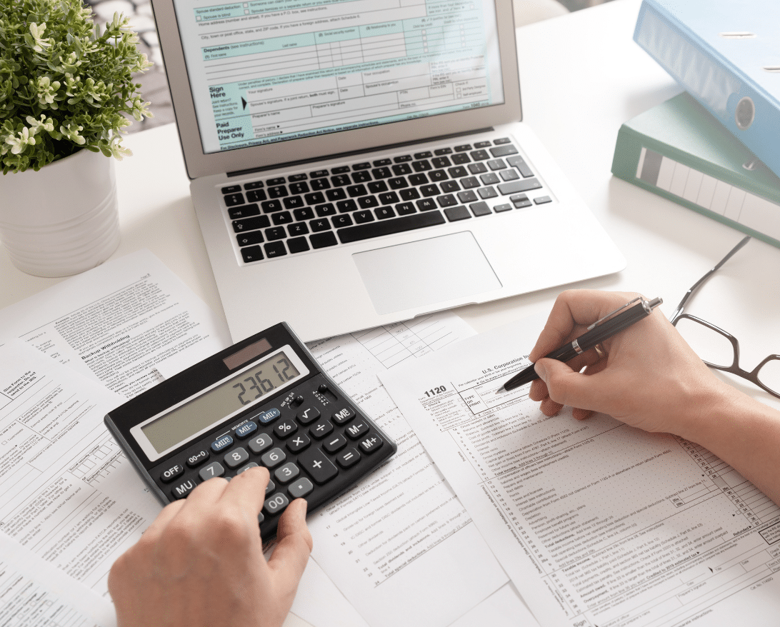 person filing taxes on their computer