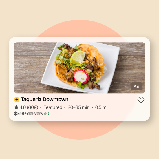 Example of a sponsored Grubhub restaurant listing